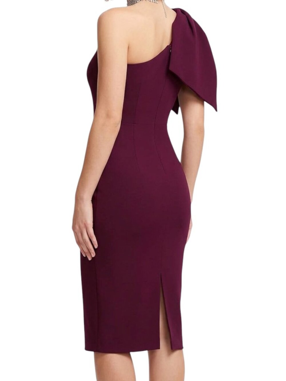 Dress the Population Tiffany One Shoulder Bow Midi Sheath Dress, Large, NWT - Picture 2 of 14